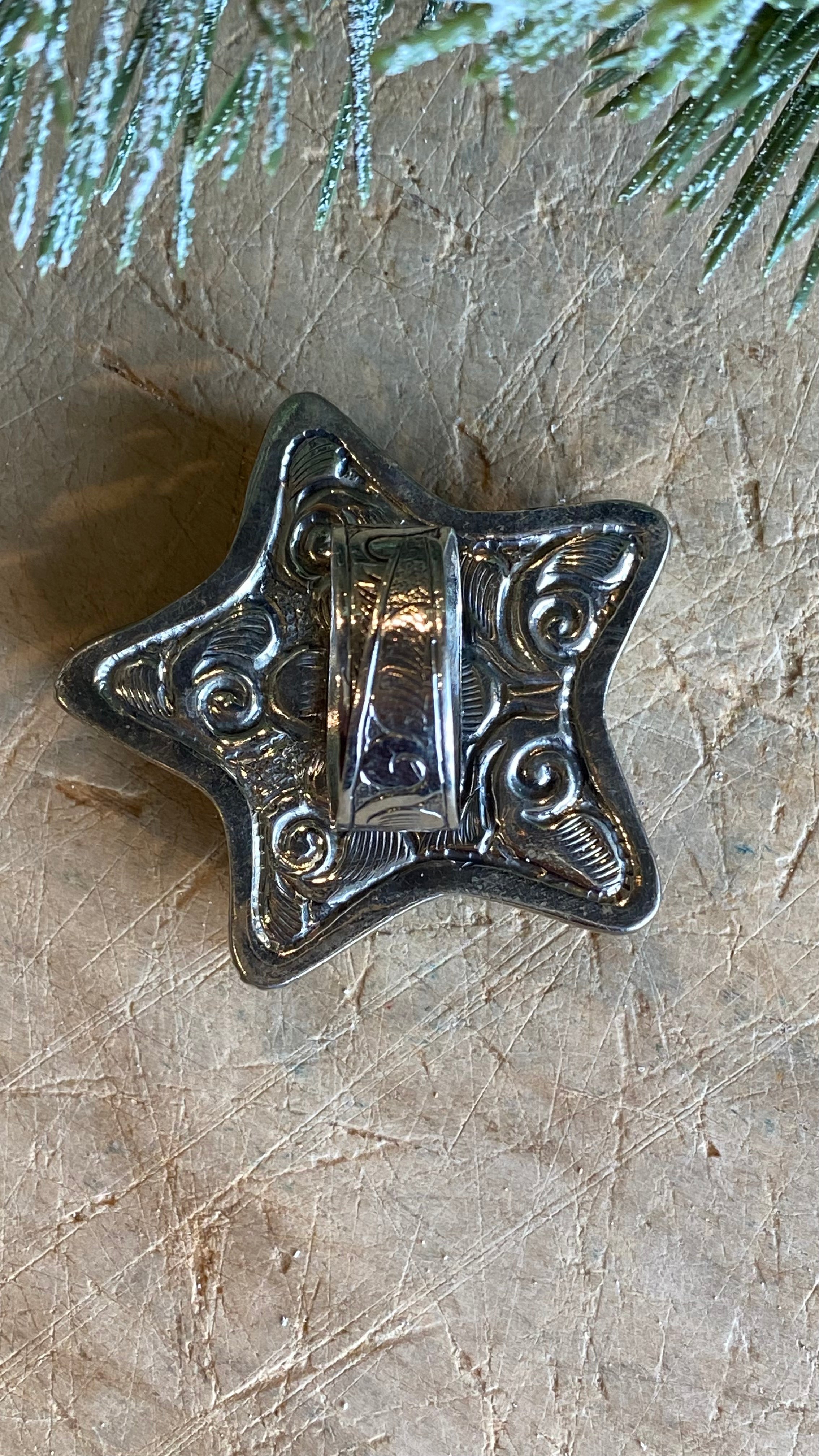 Carved Bone Big Star Ring