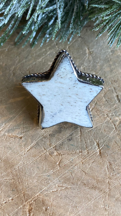 Carved Bone Small Star Ring