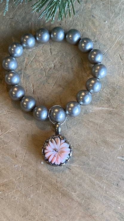 Pink Conch Shell Flower Bracelet