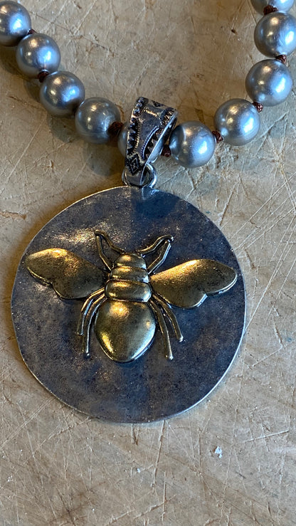 Gold and Silver Bee Necklace