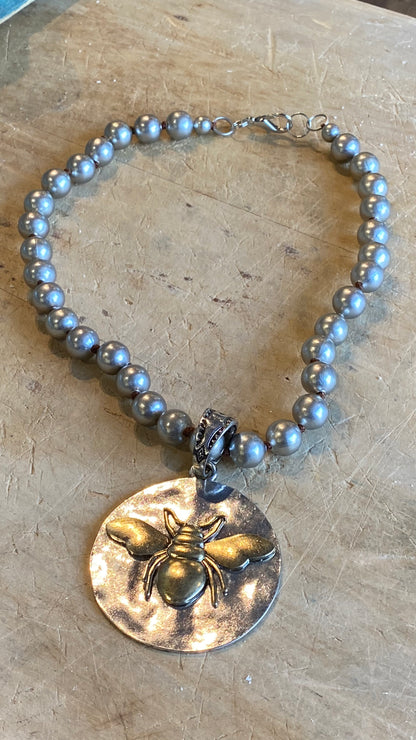 Gold and Silver Bee Necklace