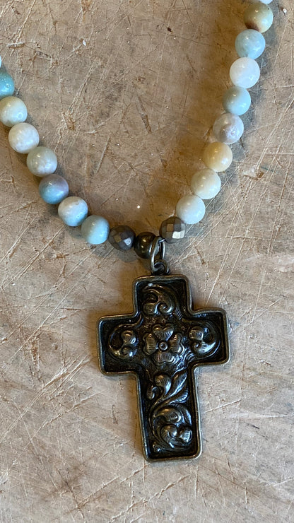 Amazonite with Cross Necklace