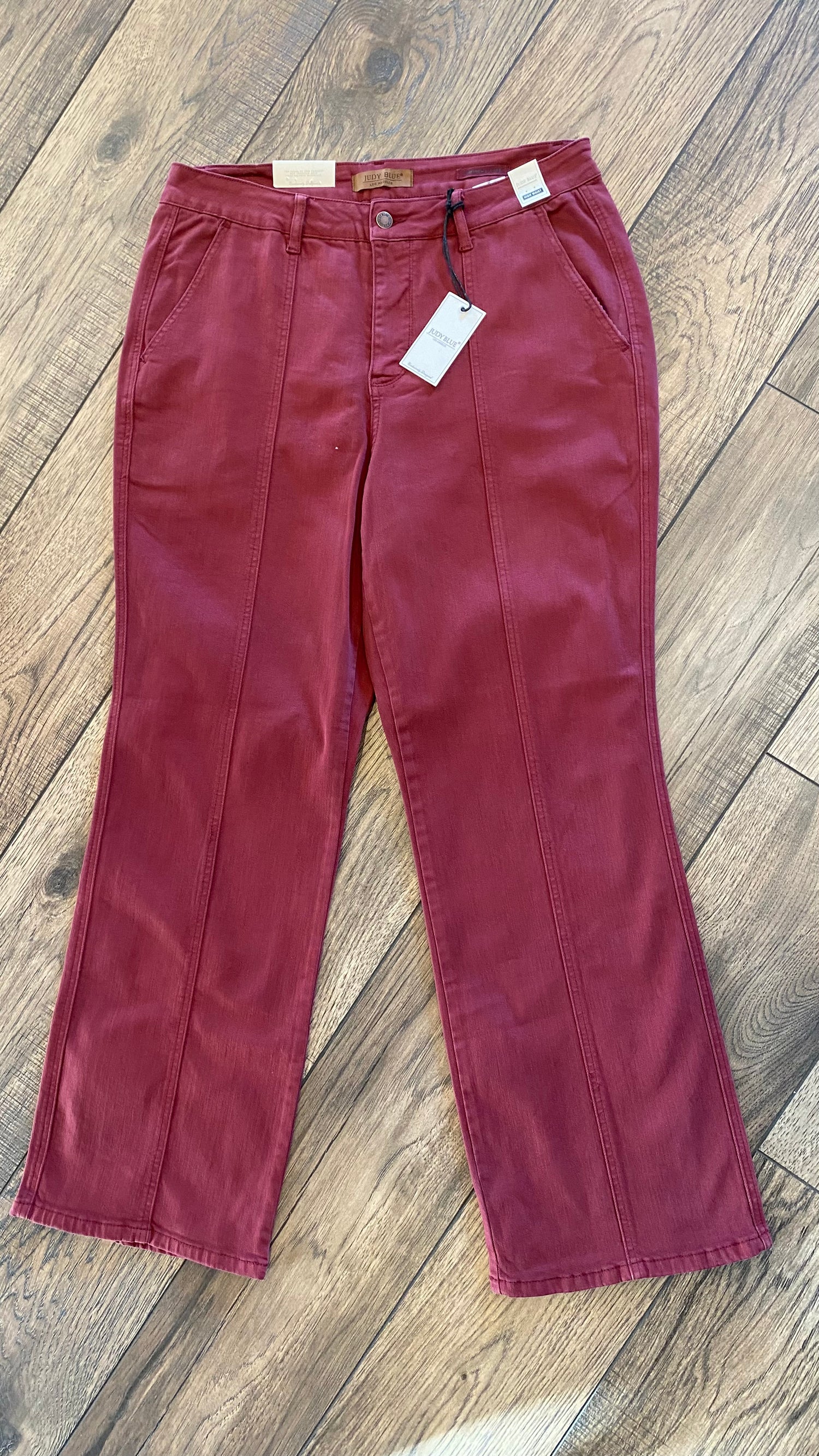 Burgundy High Waist Front Seam Pant