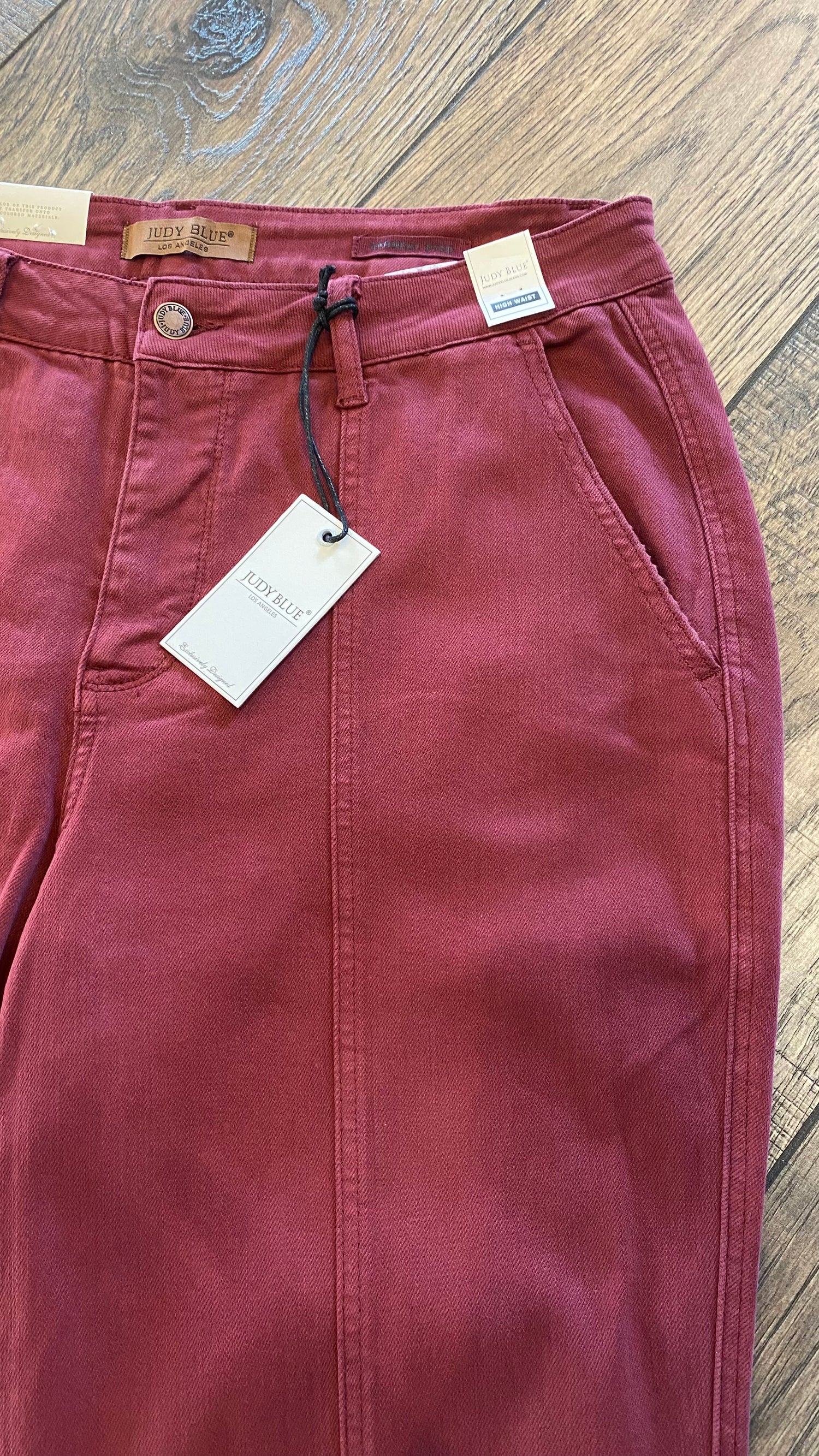 Burgundy High Waist Front Seam Pant