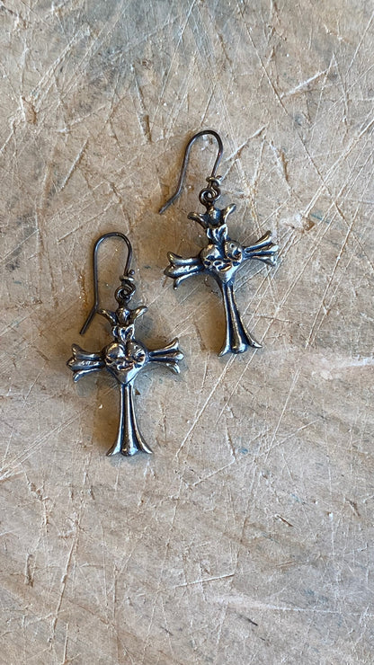 Cross with Heart Earrings