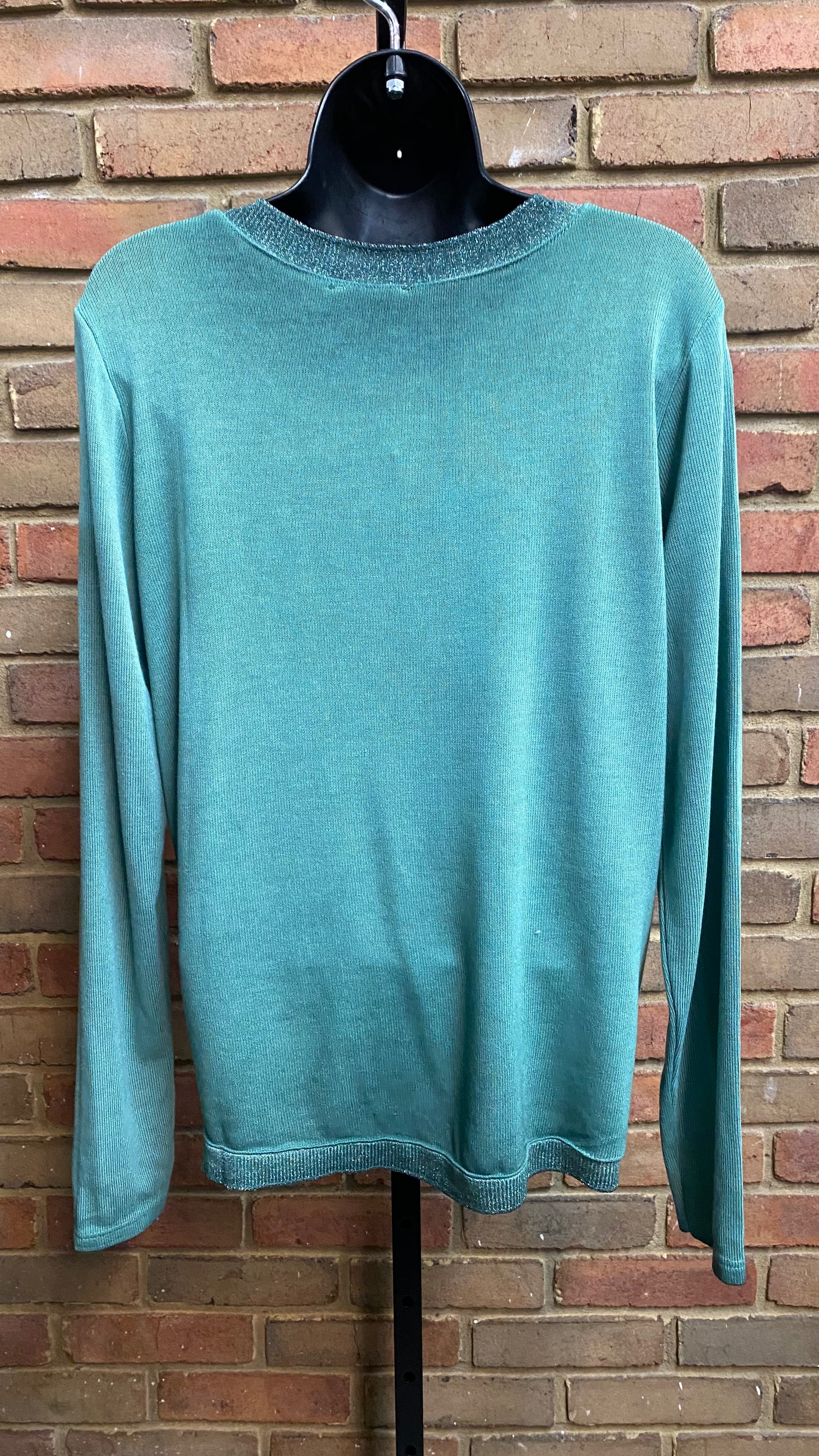 Green Gold Sprayed Long Sleeve Sweater T-Shirt