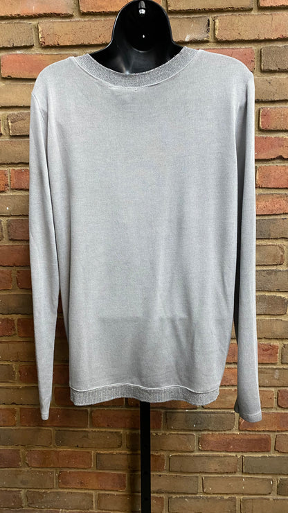 Gray Gold Sprayed Long Sleeve Sweater T-Shirt