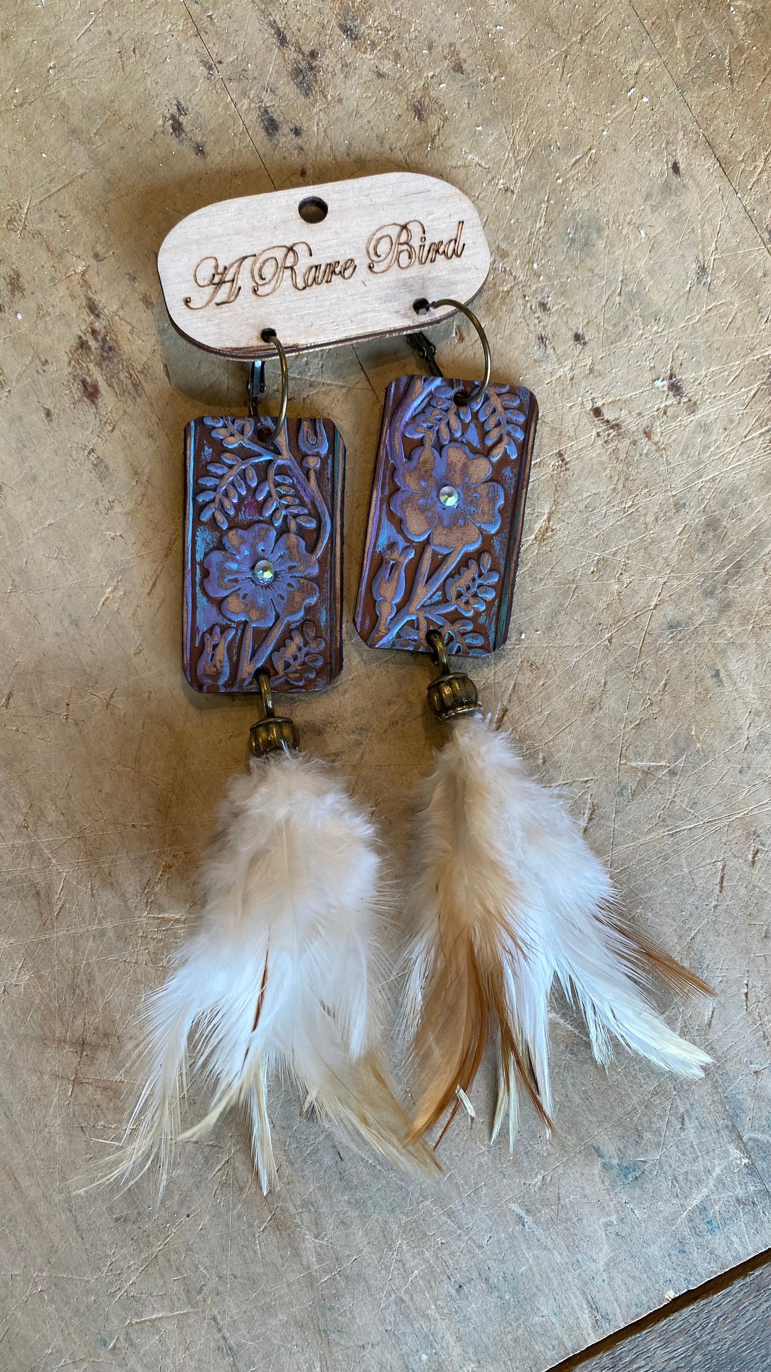 Tooled Feather Earring