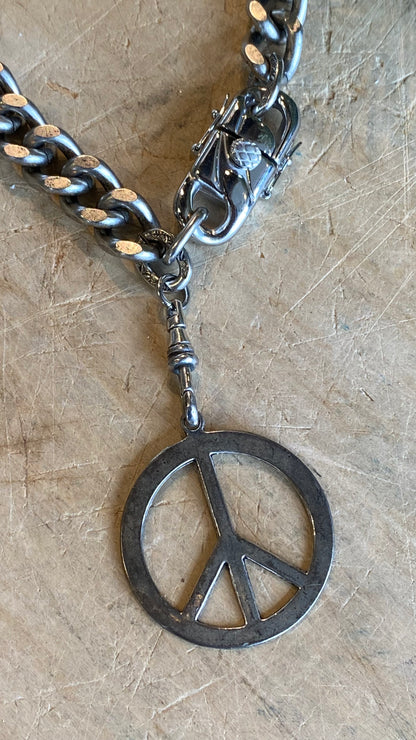 Peace on Heavy Chain Necklace