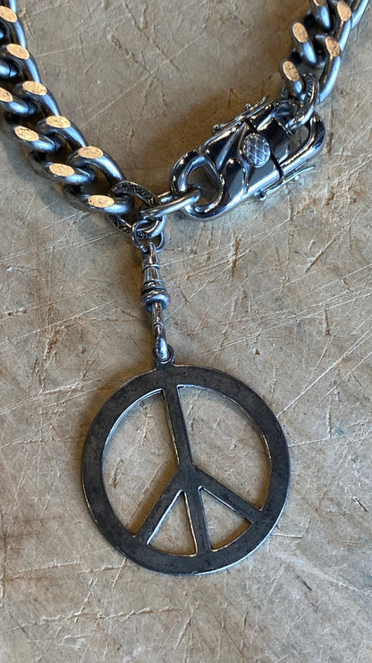 Peace on Heavy Chain Necklace