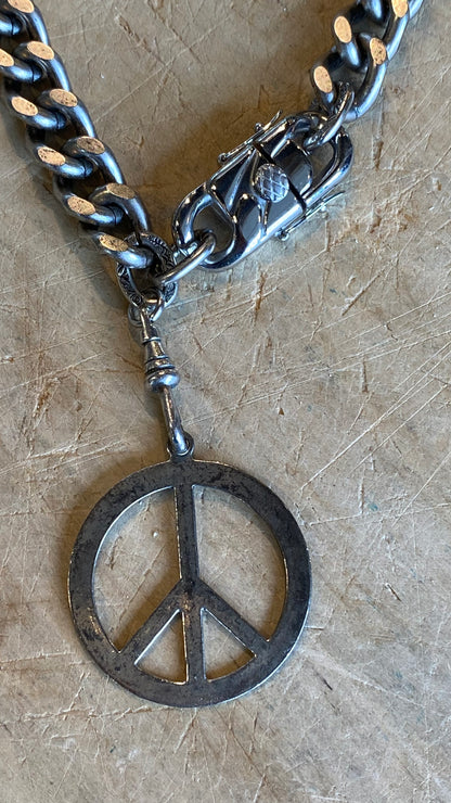 Peace on Heavy Chain Necklace