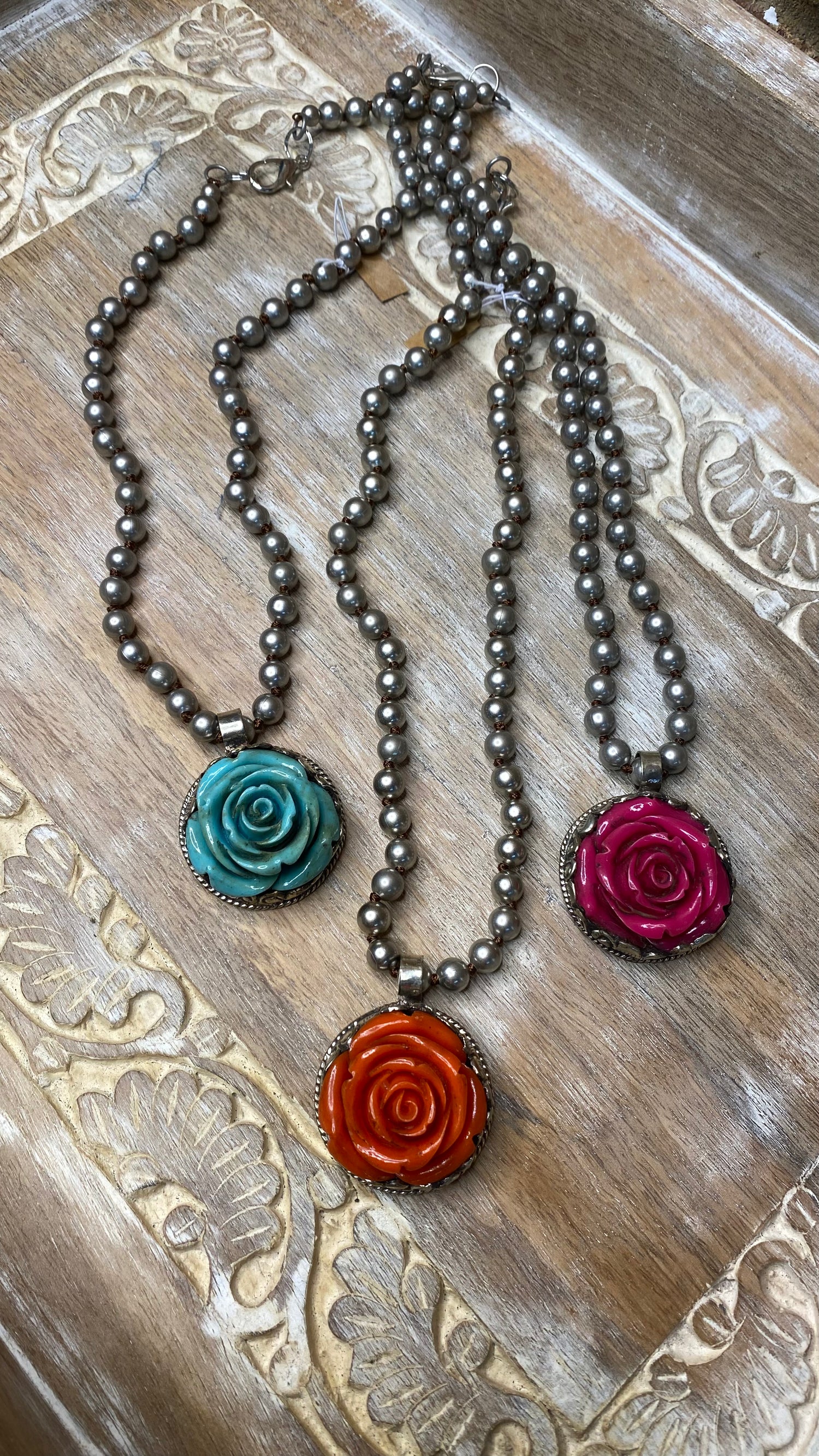 Carved Flower Necklace