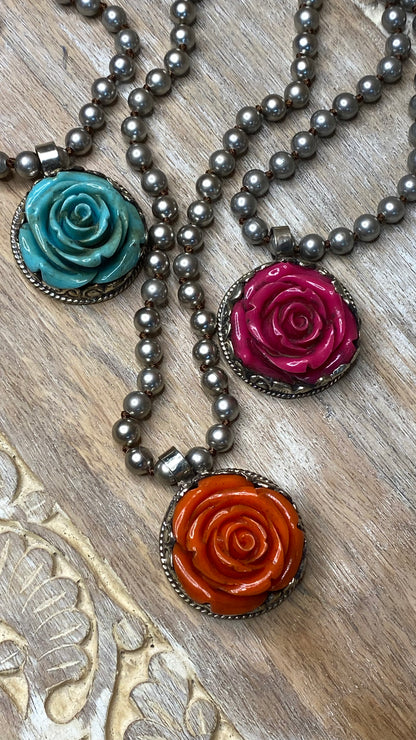 Carved Flower Necklace