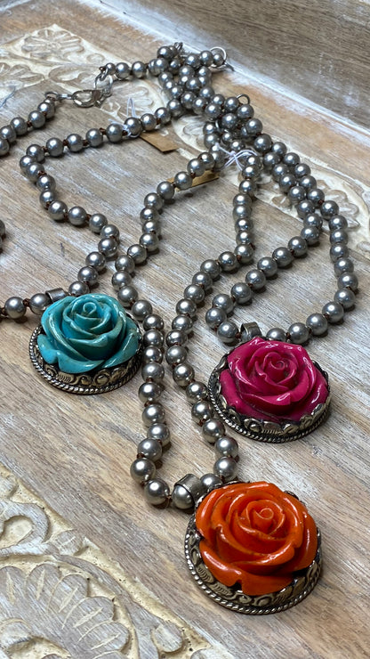 Carved Flower Necklace