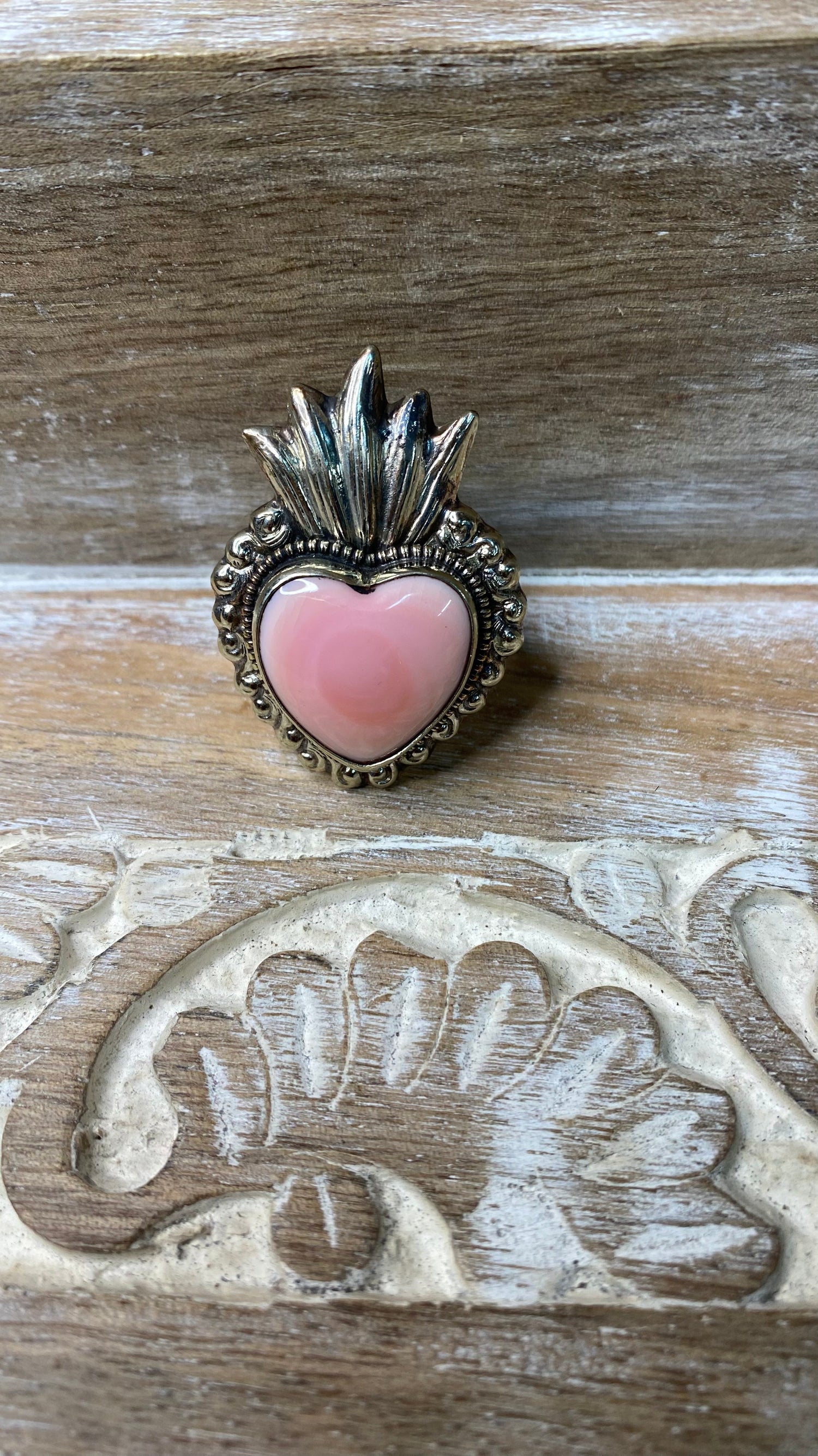 Pink Conch Sacred Heart Ring