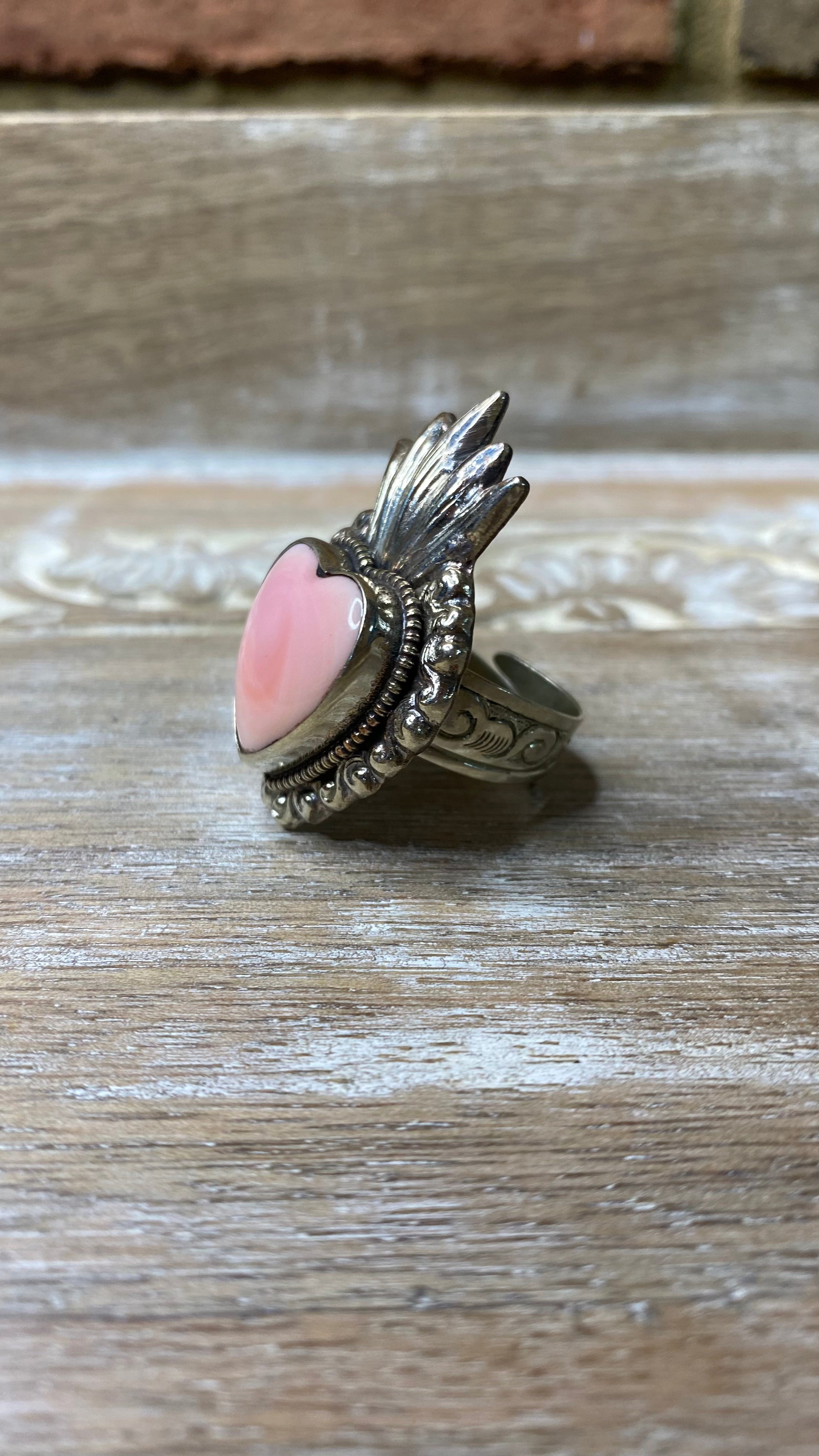 Pink Conch Sacred Heart Ring