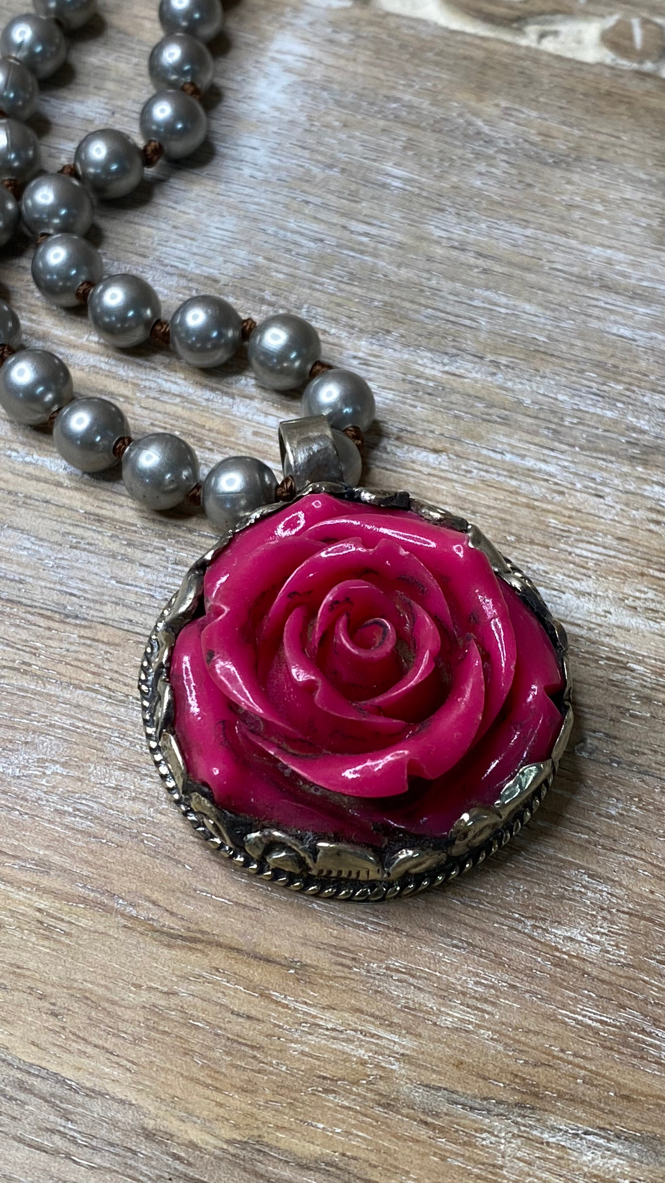 Carved Flower Necklace