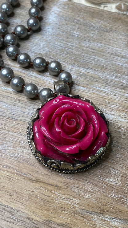 Carved Flower Necklace