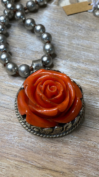 Carved Flower Necklace