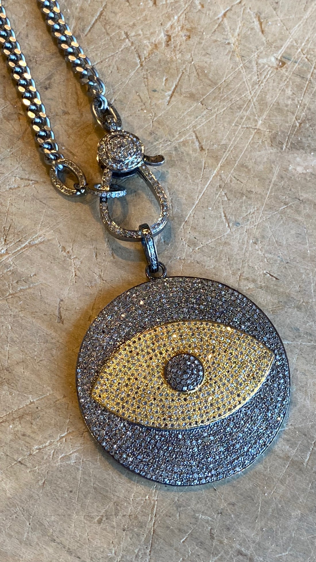 Large Diamond Evil Eye Necklace