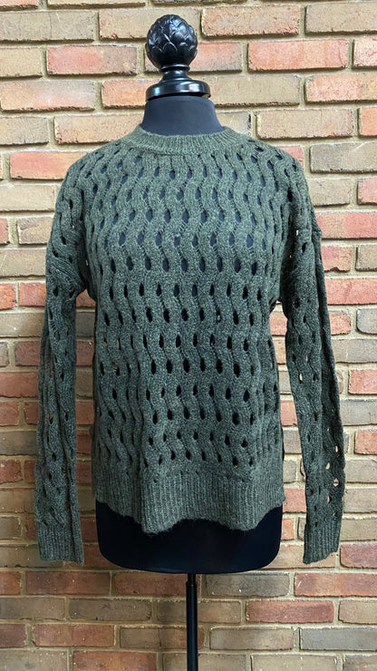 Dark Olive Cable Knit Sweater