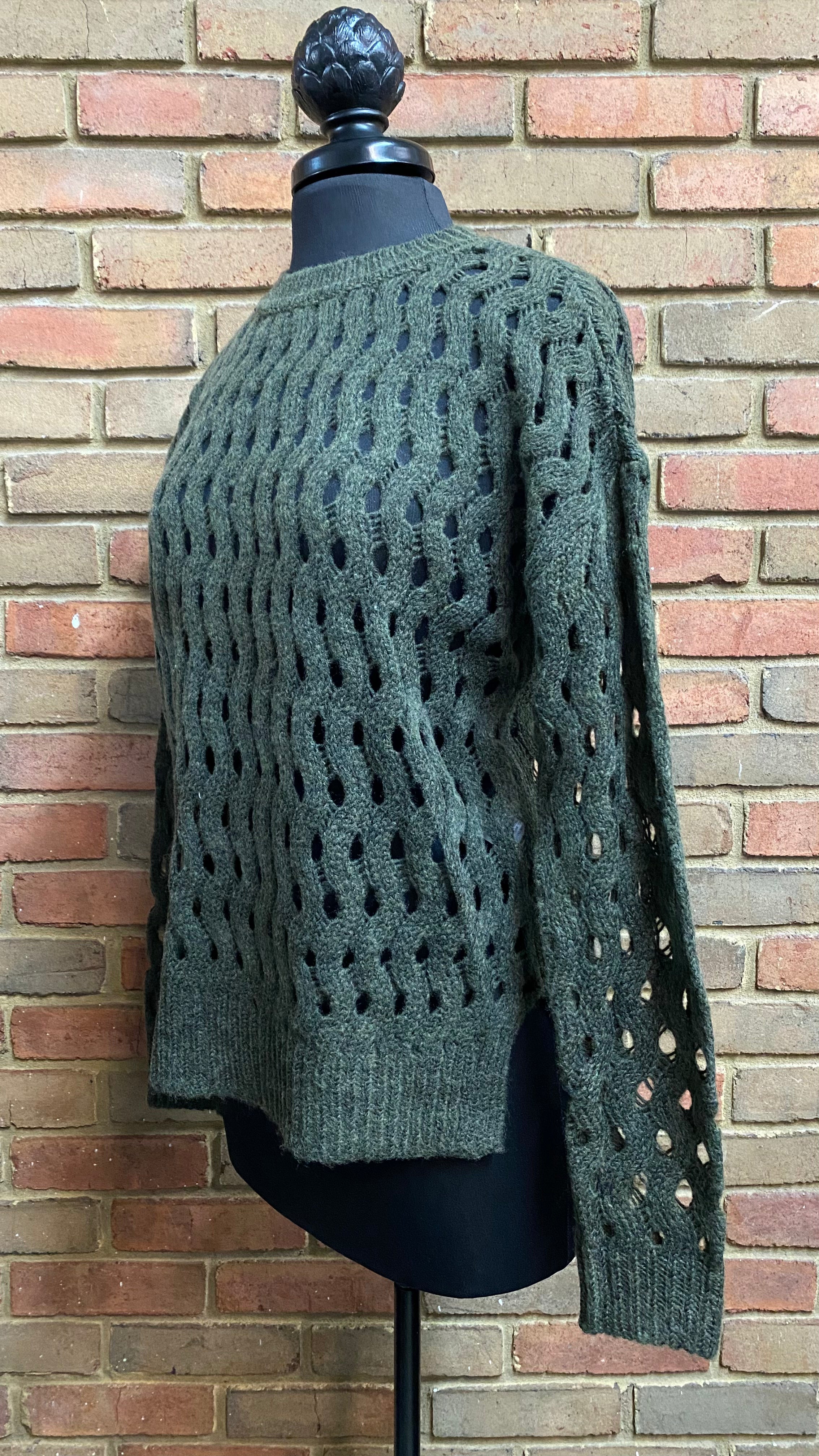 Dark Olive Cable Knit Sweater