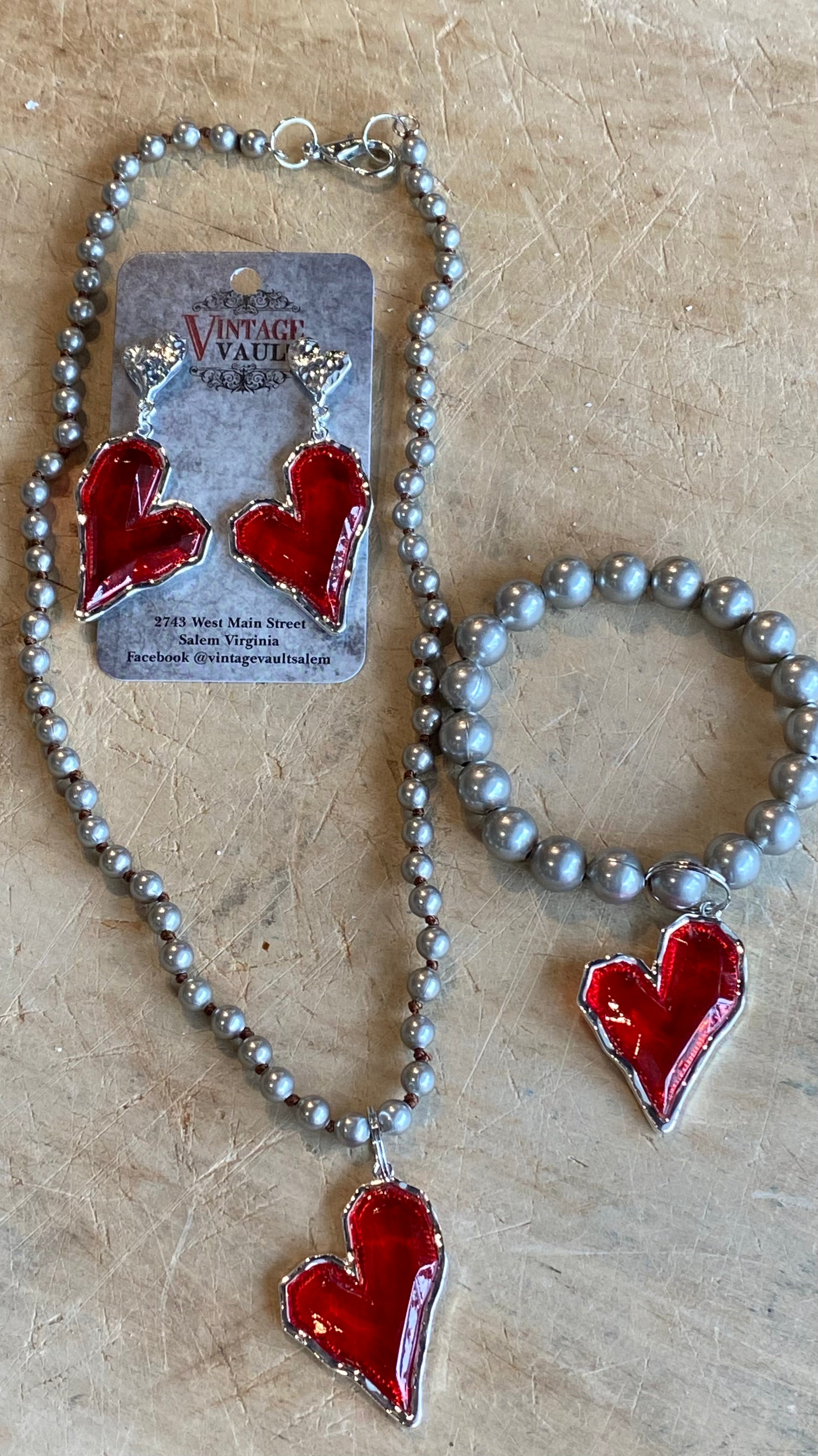 Red Glass Heart Bracelet