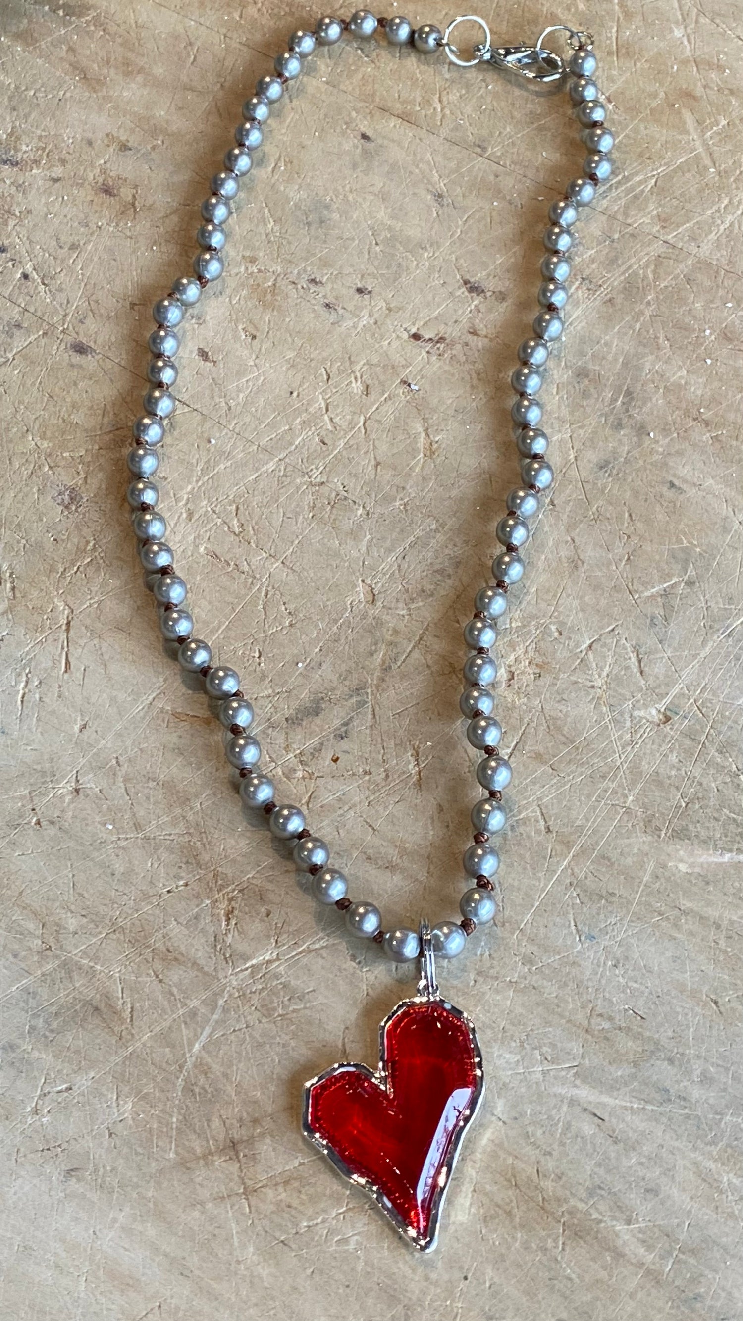 Red Glass Heart Necklace