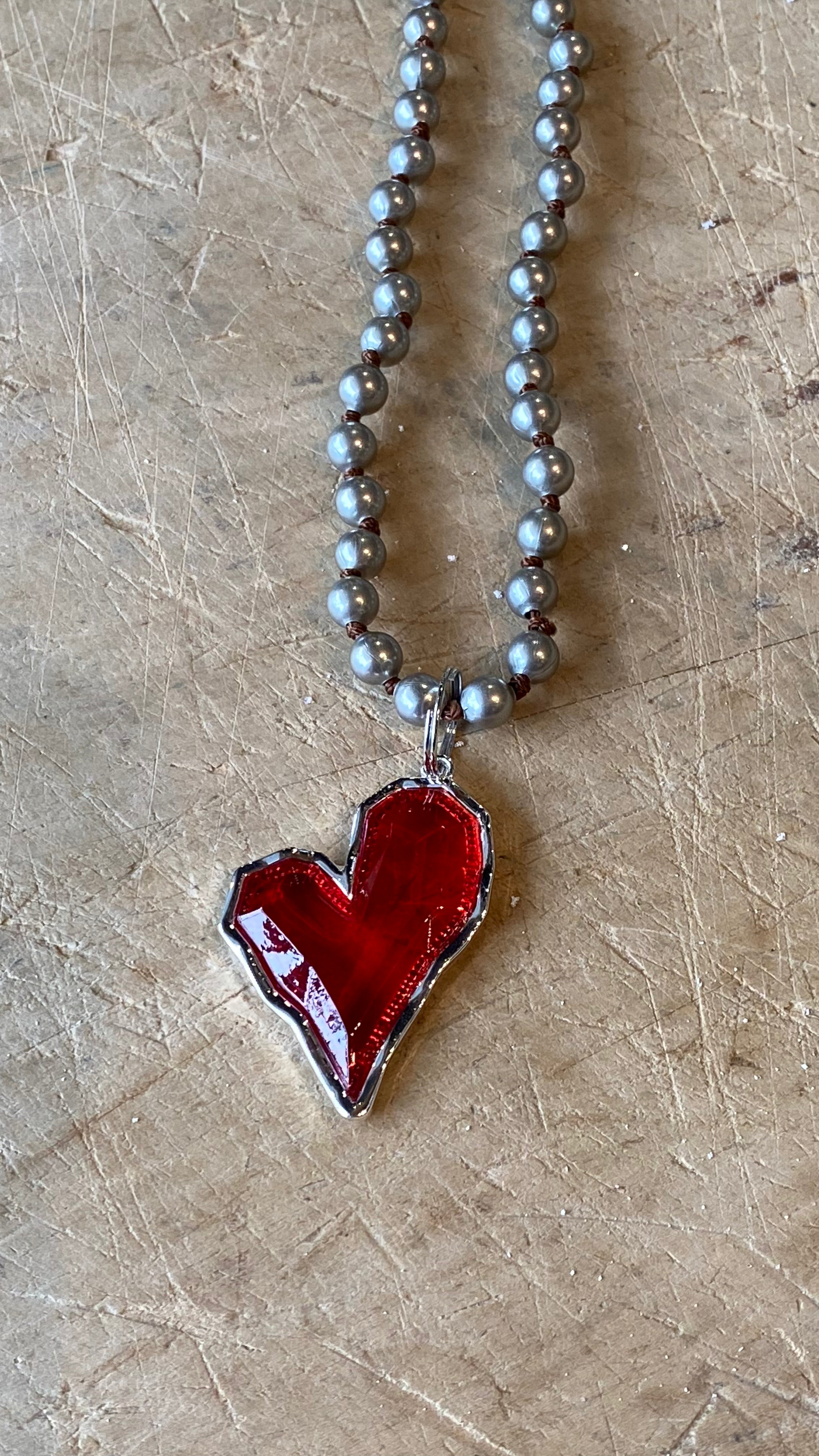 Red Glass Heart Necklace