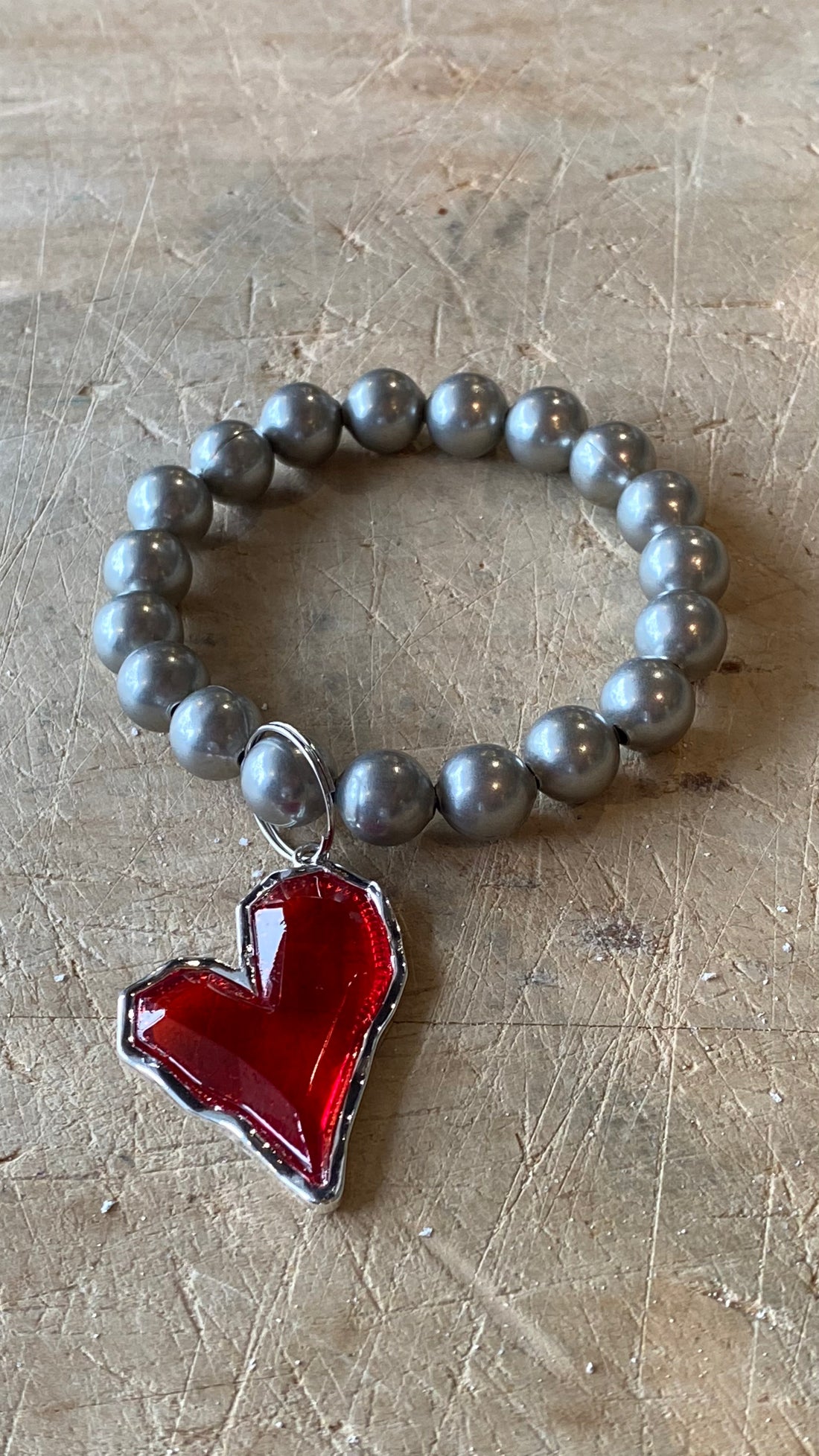 Red Glass Heart Bracelet