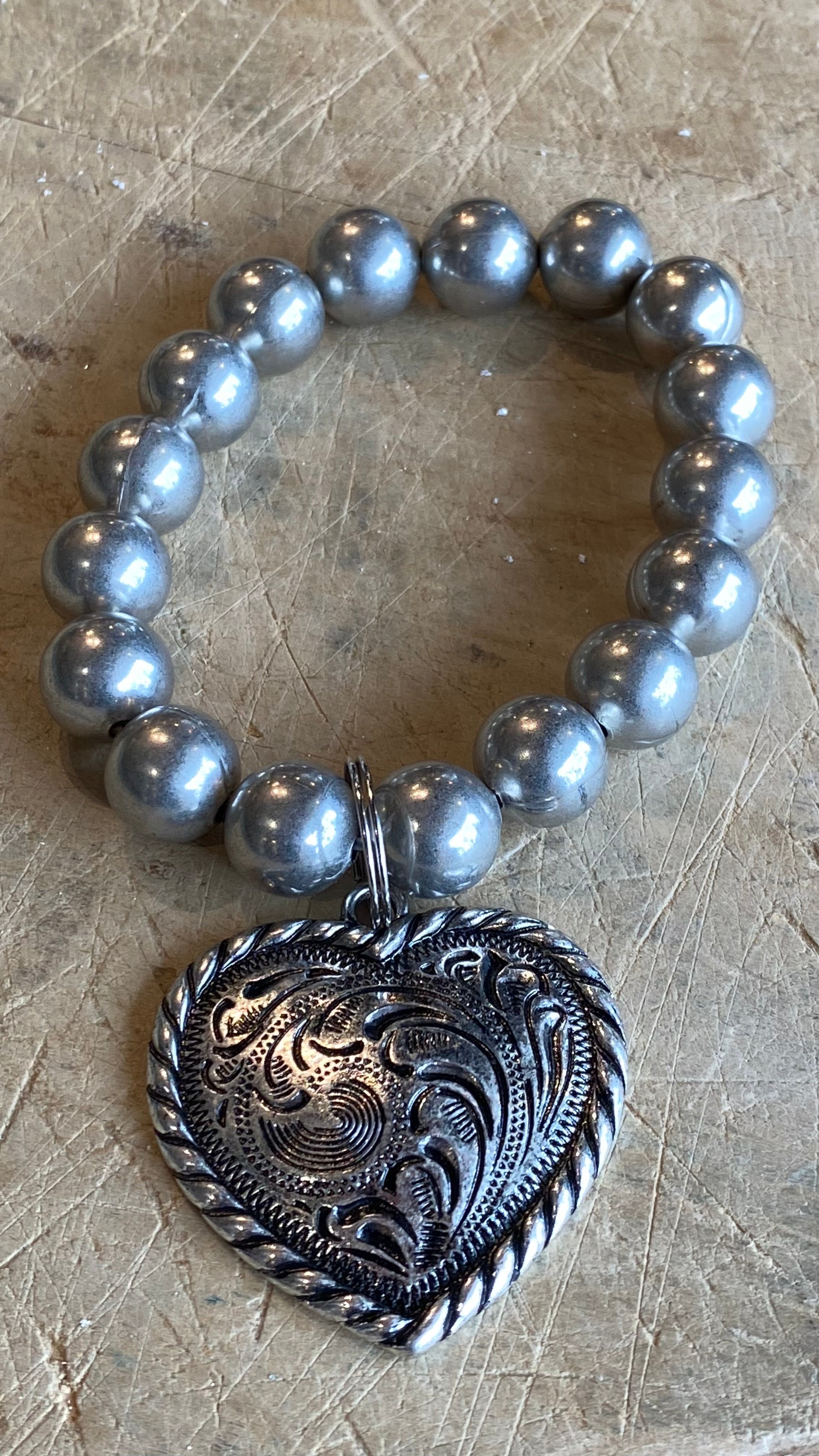 Etched Heart Bracelet