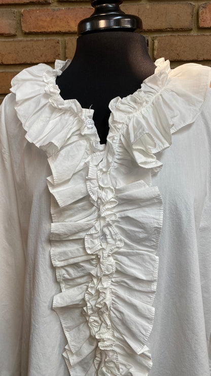 White Ruffle Shirt - ONE SIZE