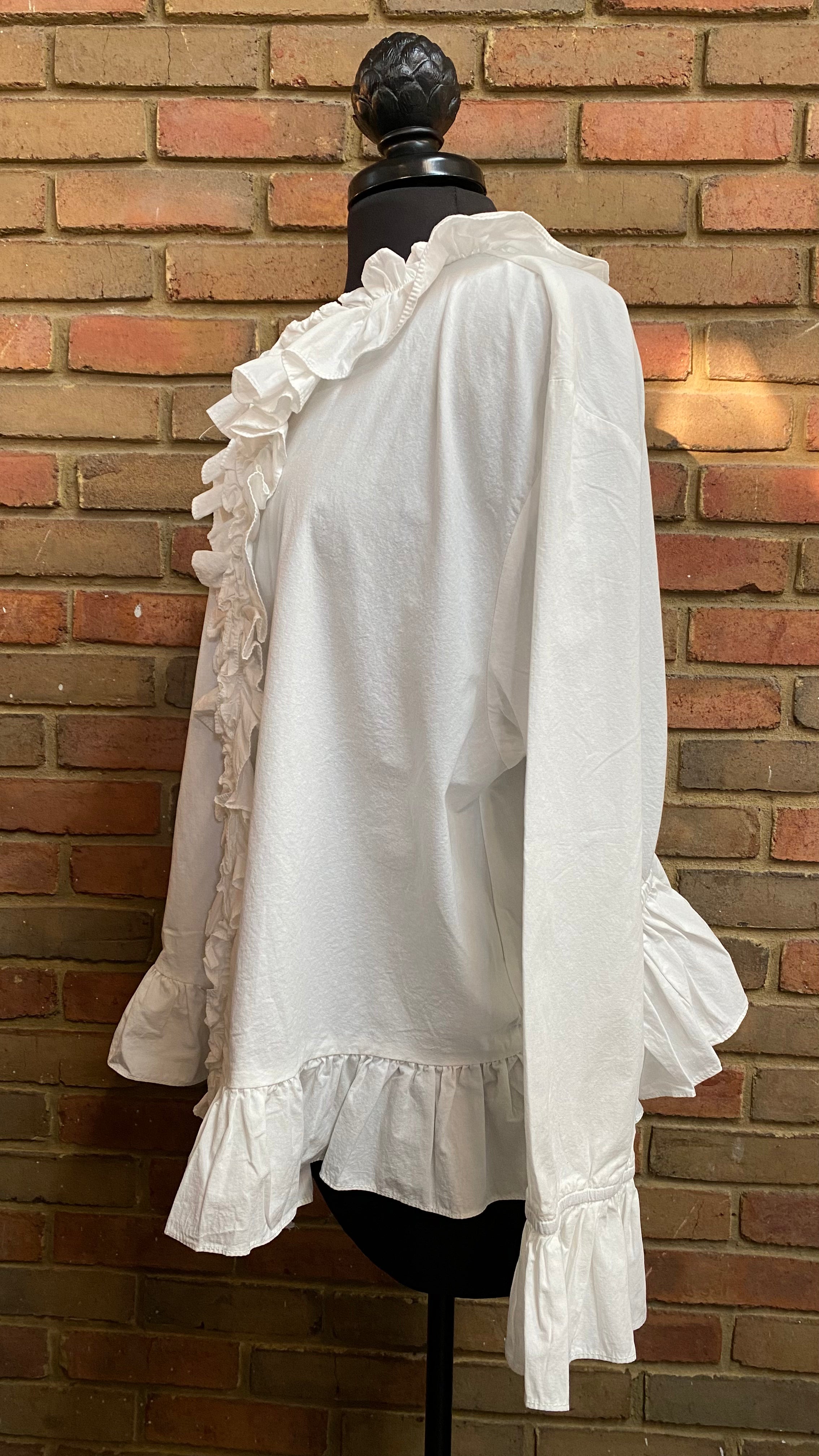 White Ruffle Shirt - ONE SIZE