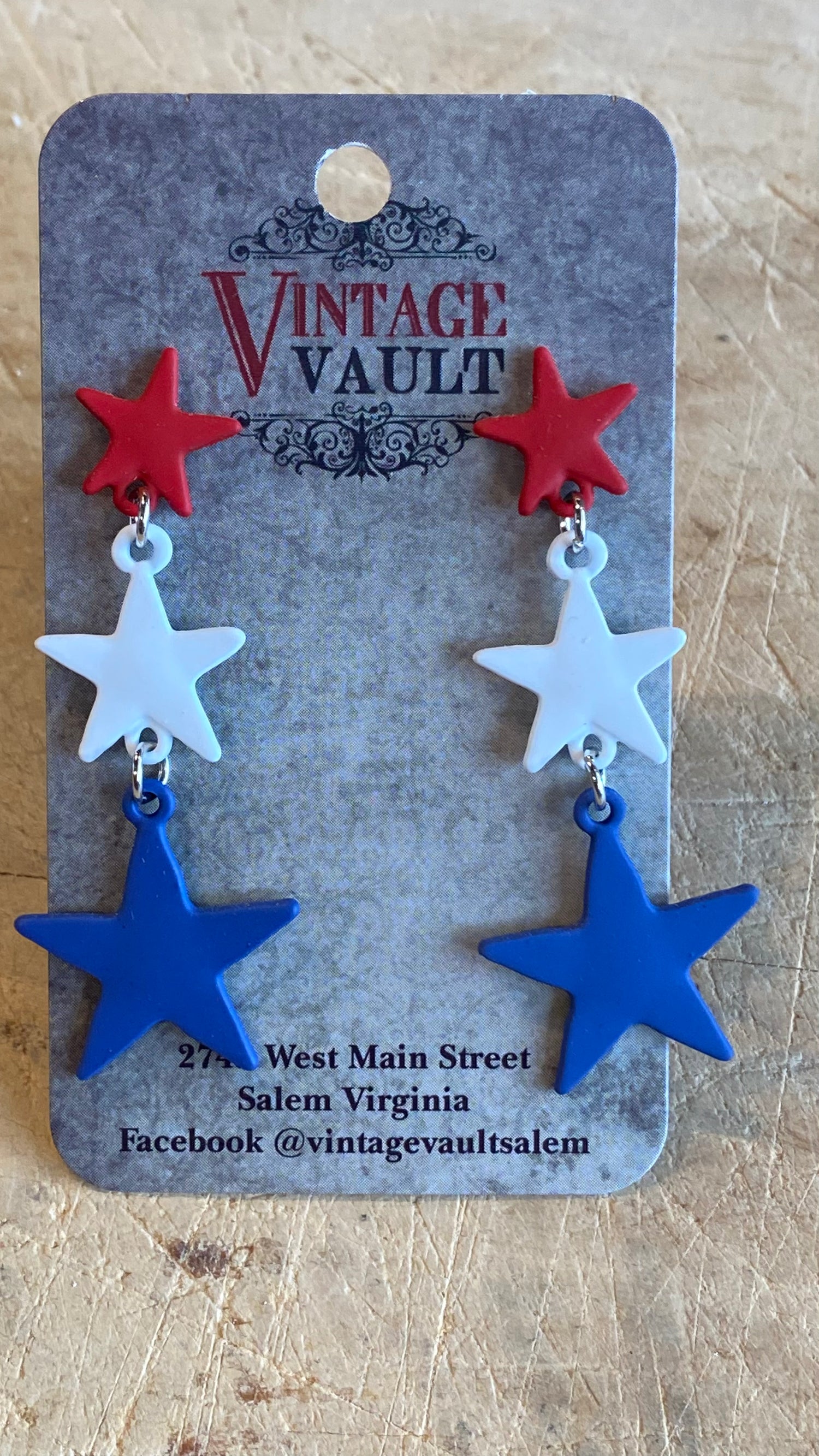 Red White Blue Star Earring