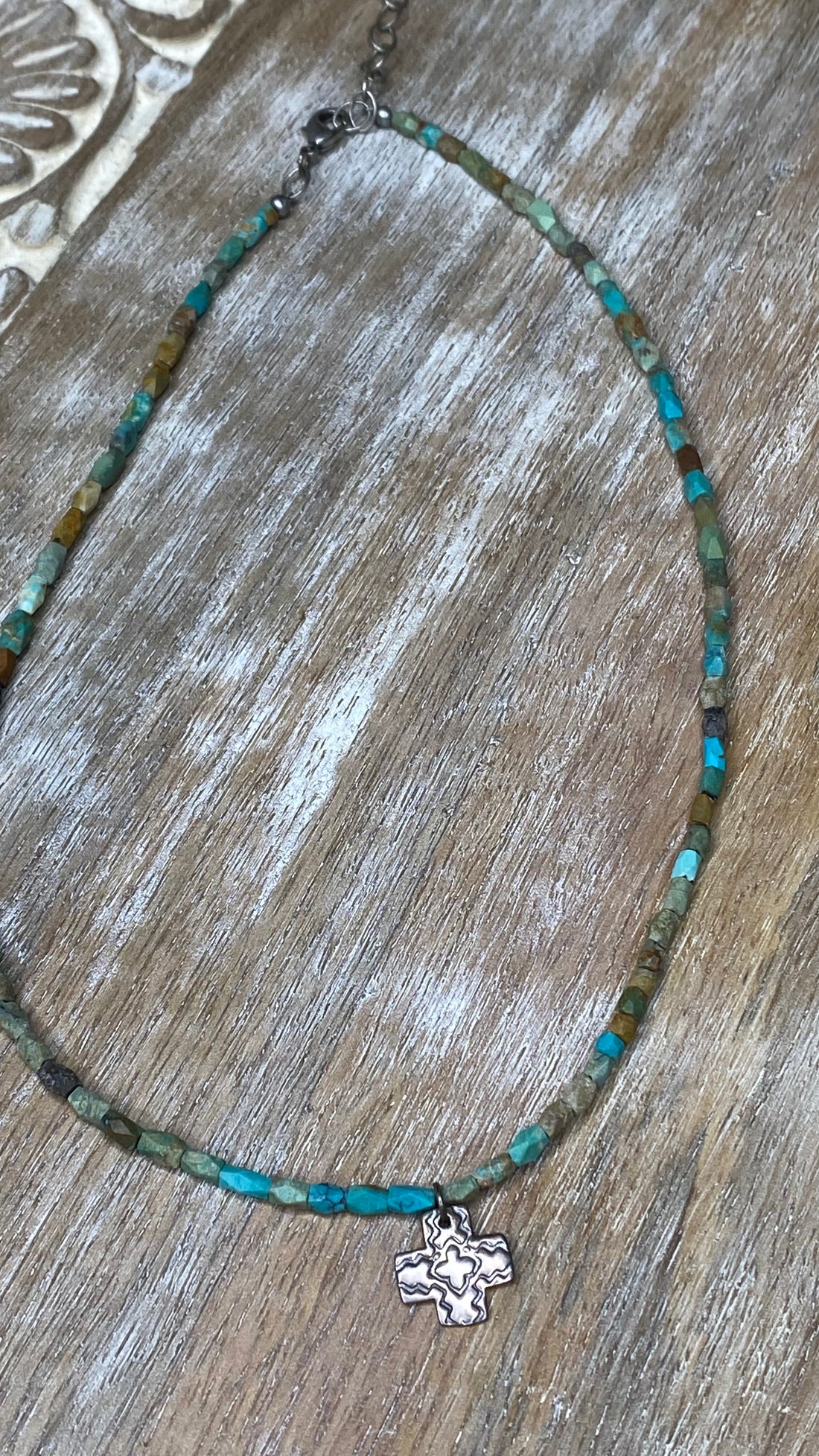 OFK Natural Turquoise with Cross Necklace