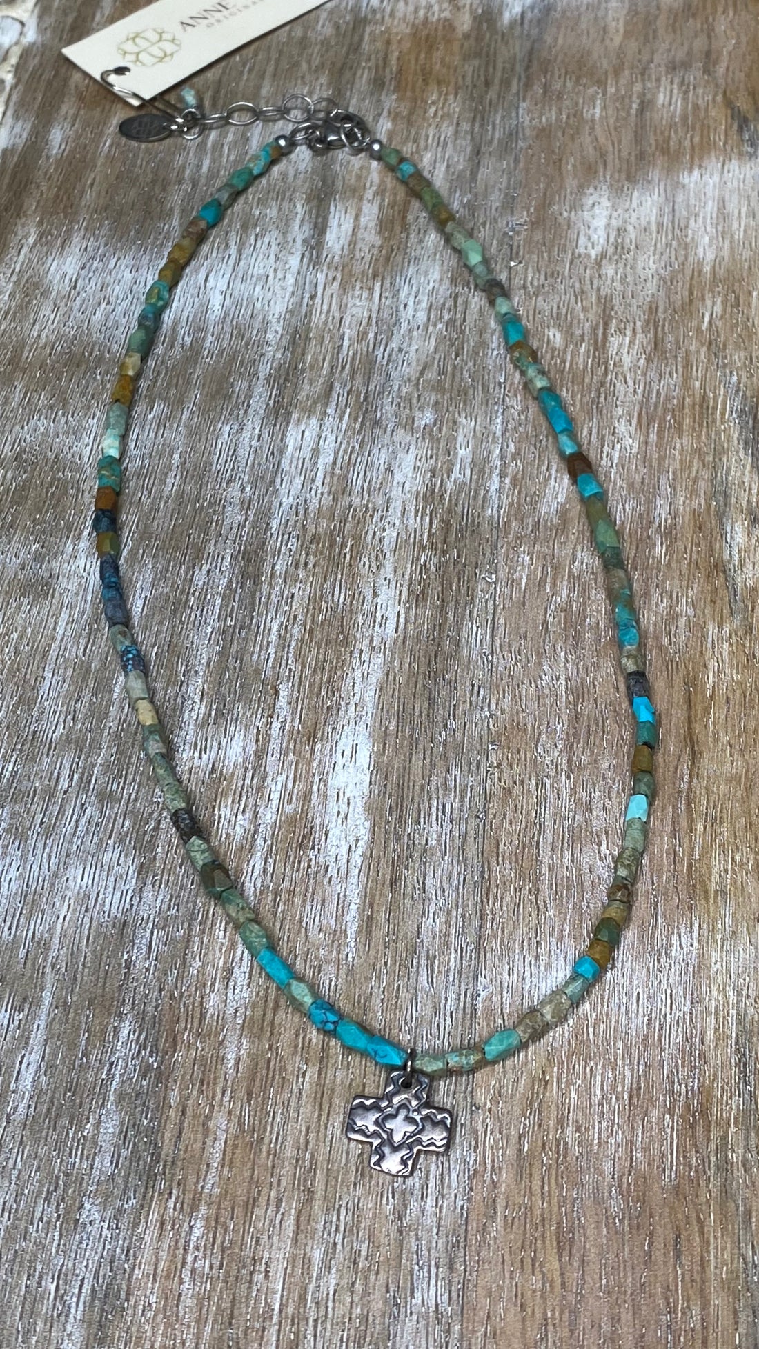 OFK Natural Turquoise with Cross Necklace