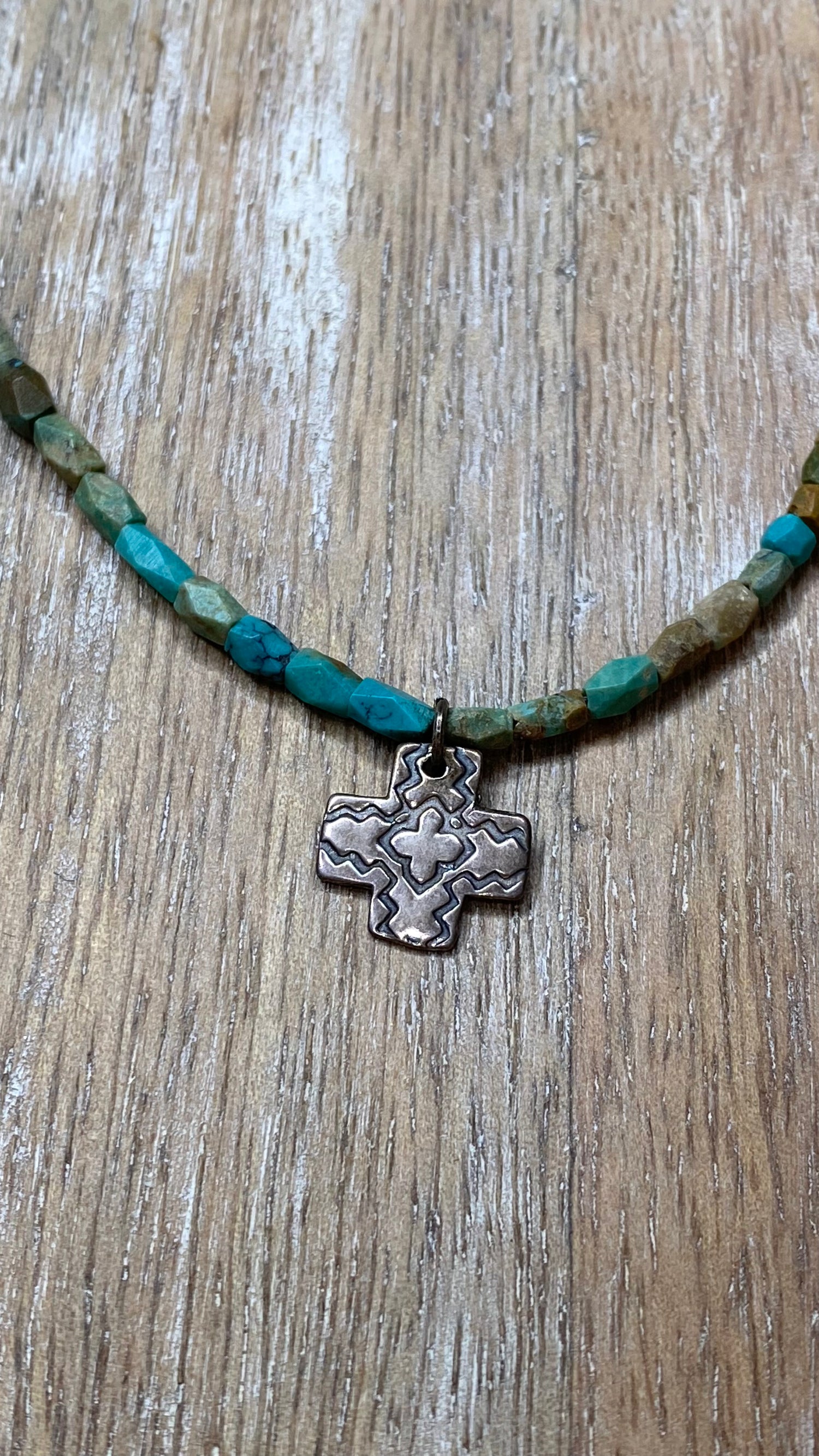 OFK Natural Turquoise with Cross Necklace