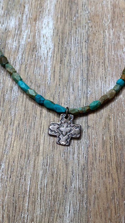 OFK Natural Turquoise with Cross Necklace