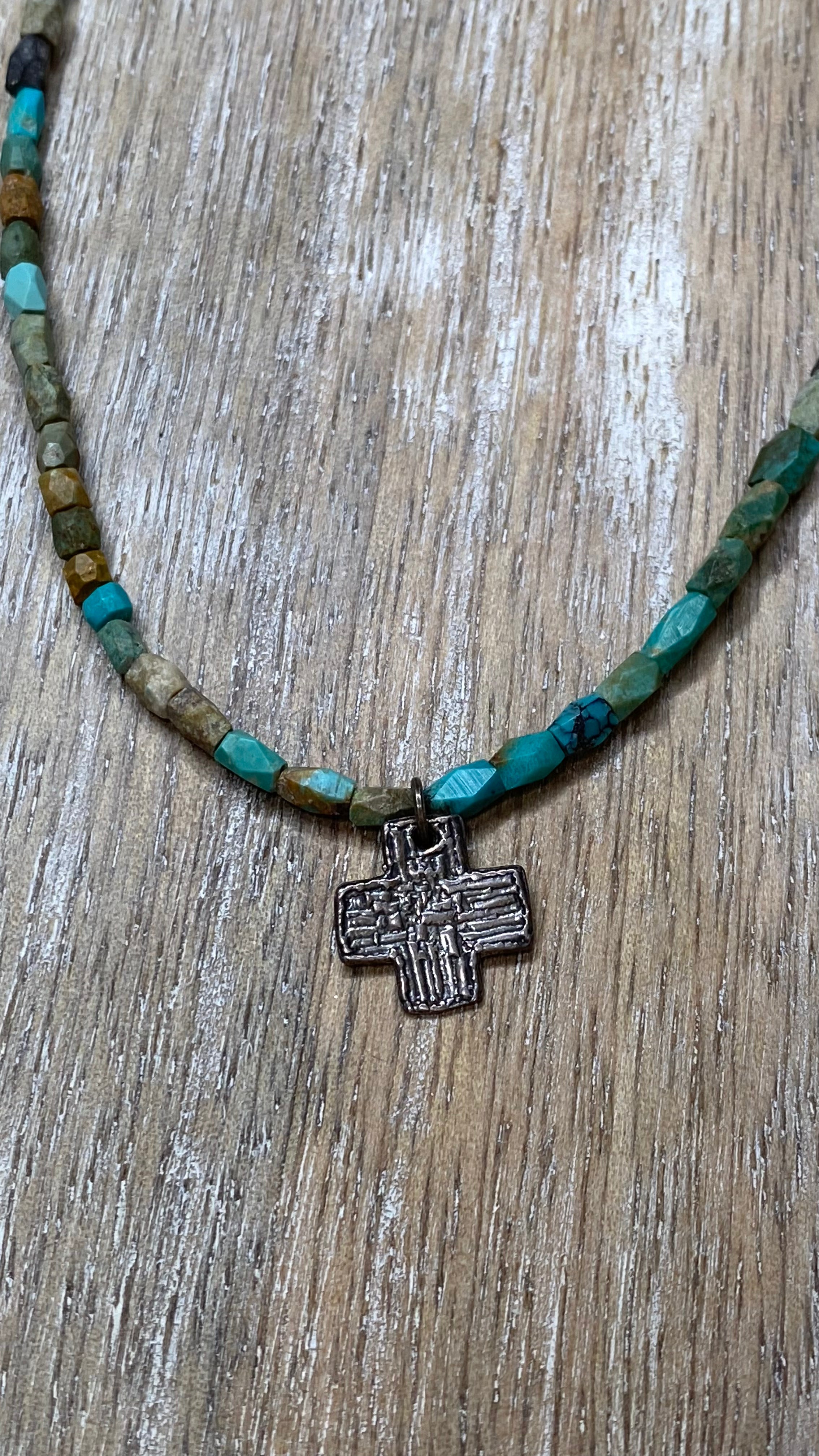 OFK Natural Turquoise with Cross Necklace