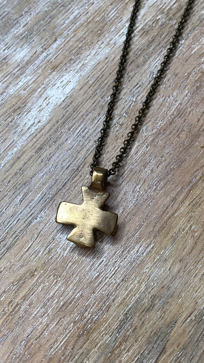 One of a Kind Bronze Cross on chain N45