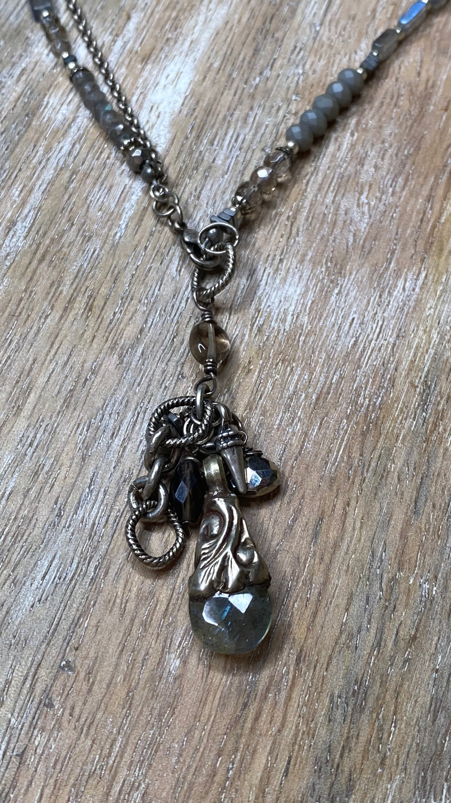 OFK Labradorite and Smokey Quartz Necklace N263