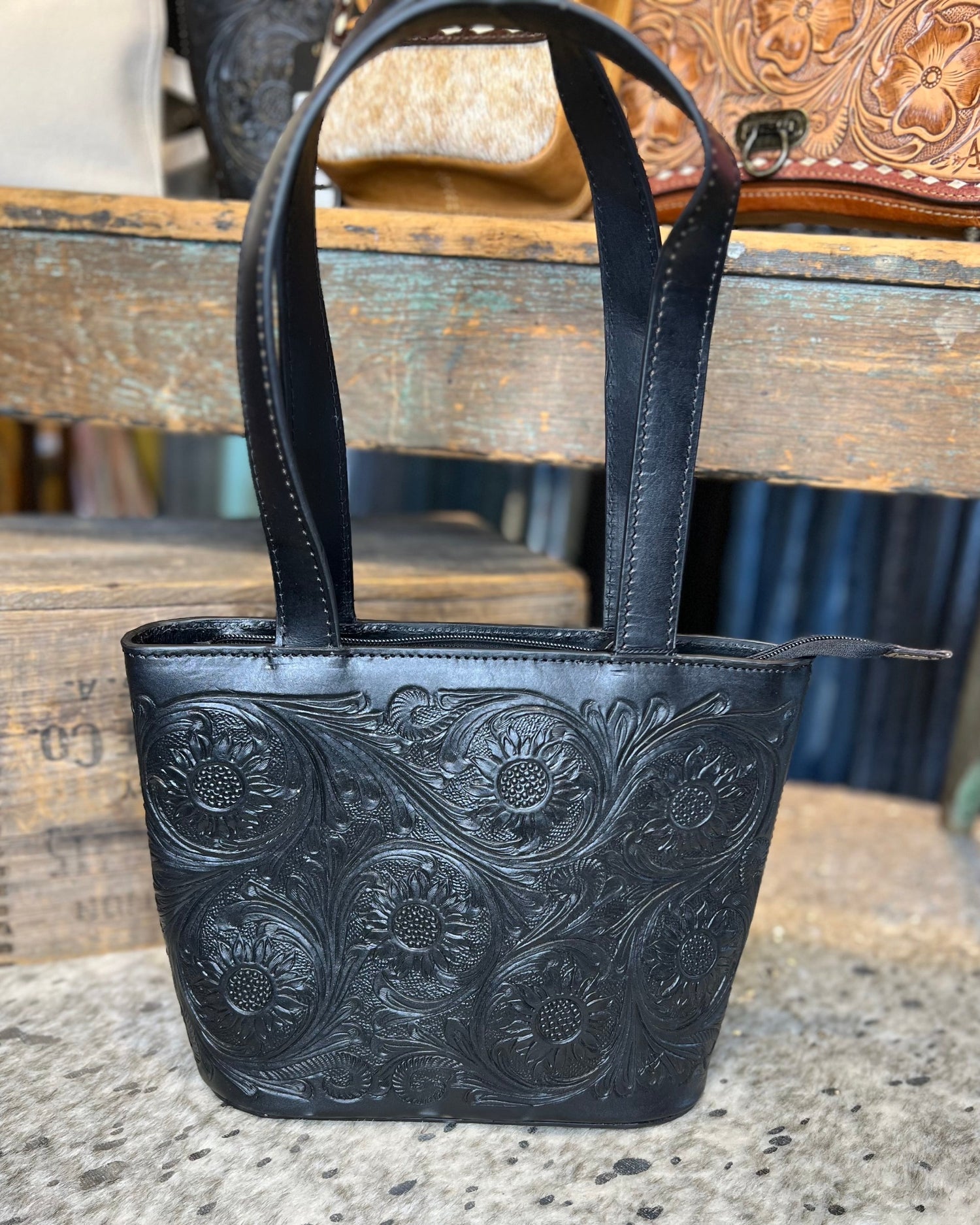 Black Tooled Bag 