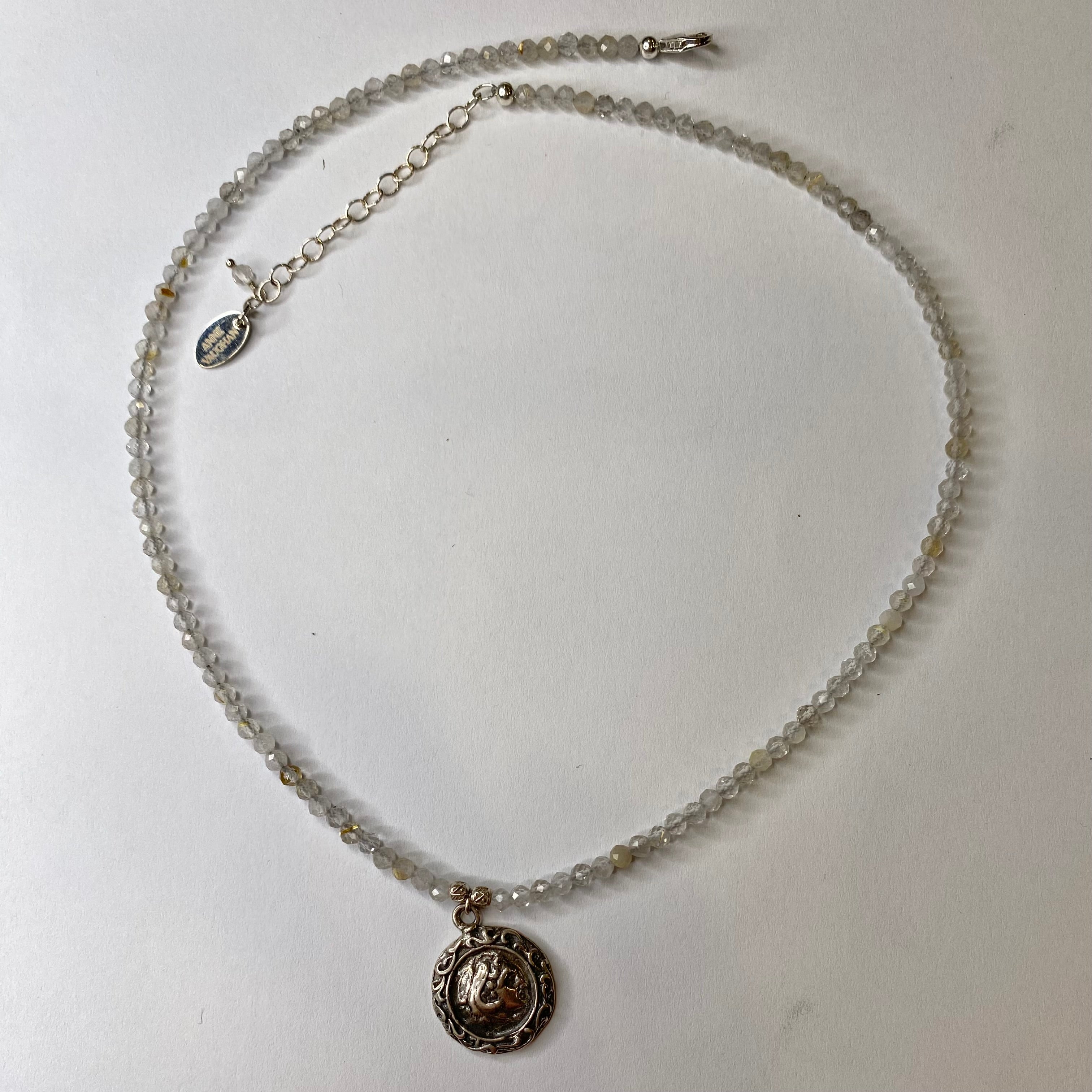 Vintage Coin and Rutilated Quartz Necklace