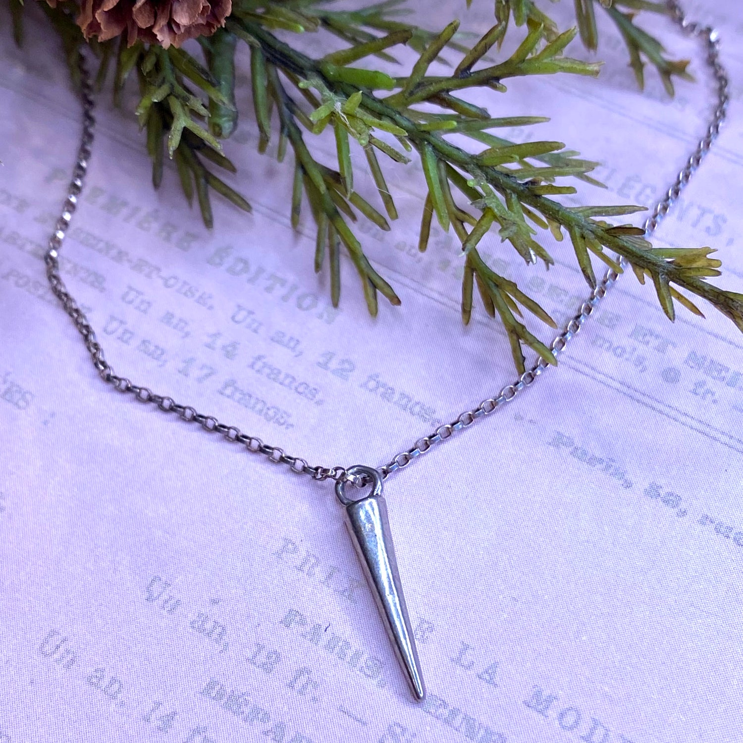 Simple Silver Dagger Necklace