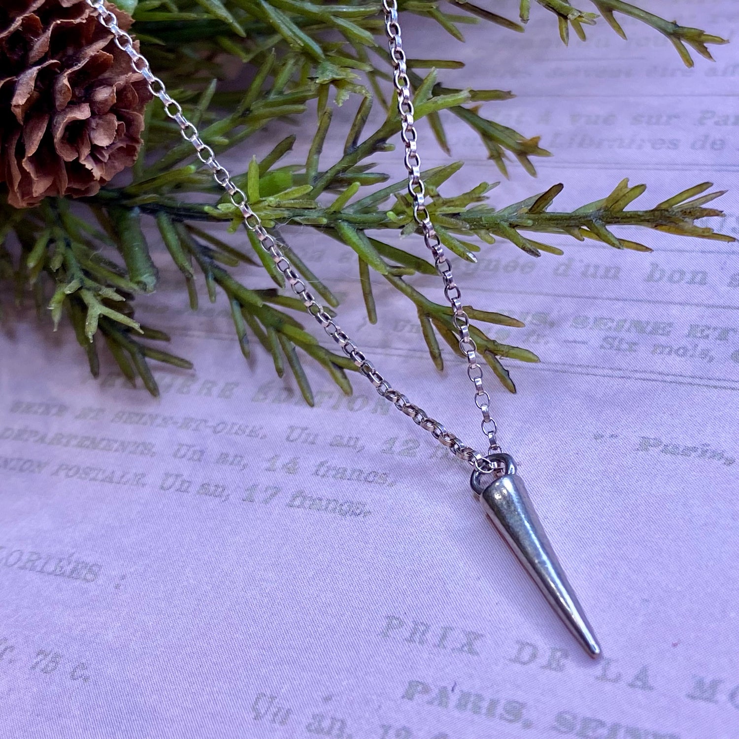 Simple Silver Dagger Necklace