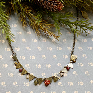 Czech Glass and Mother of Pearl Choker Necklace