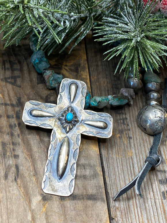 Navajo Turquoise Cross on Turquoise Necklace