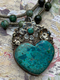 Turquoise Heart on African Turquoise Tied Necklace