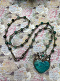 Turquoise Heart on African Turquoise Tied Necklace