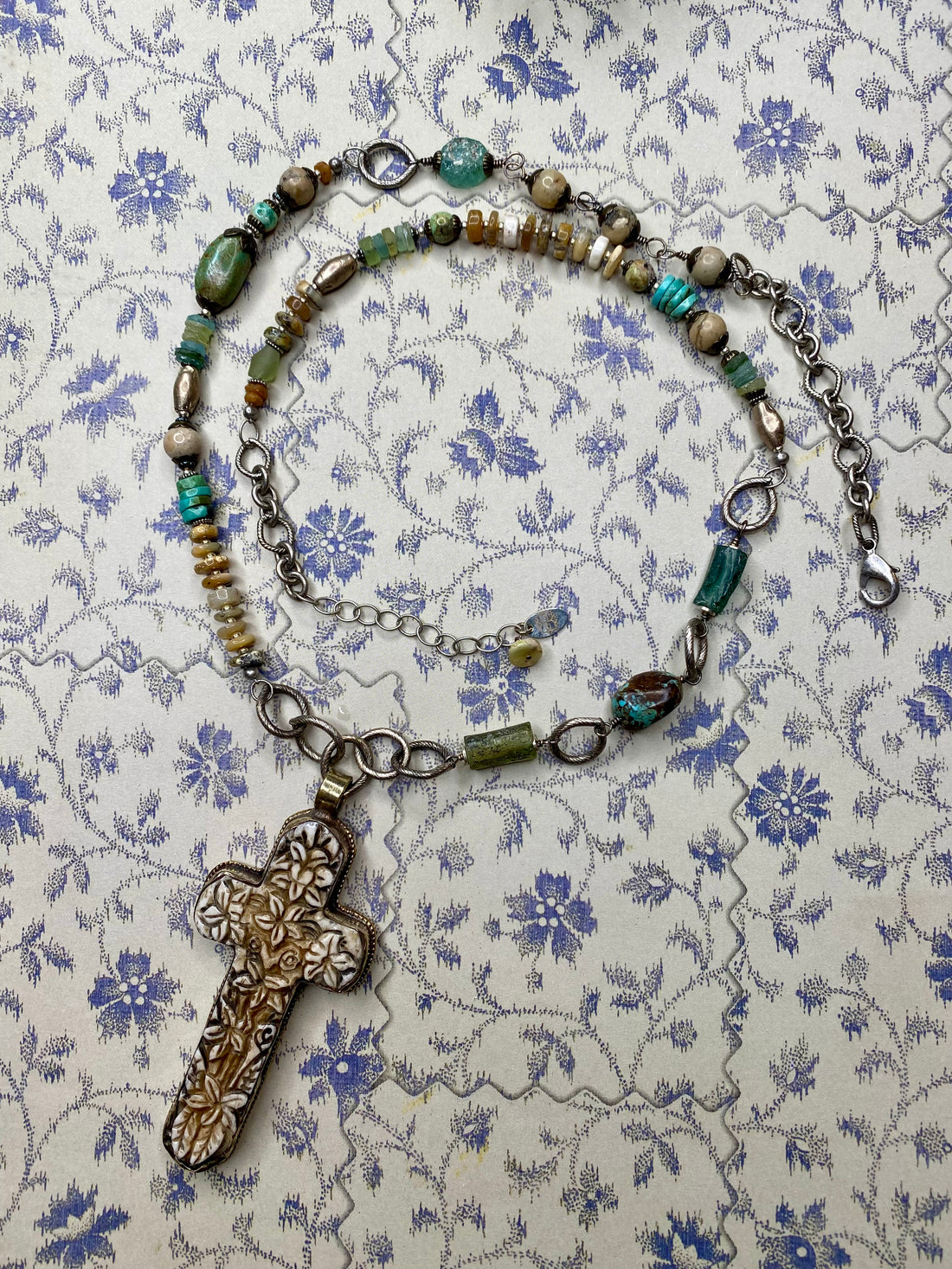 Carved Tibetan Cross Focal Necklace